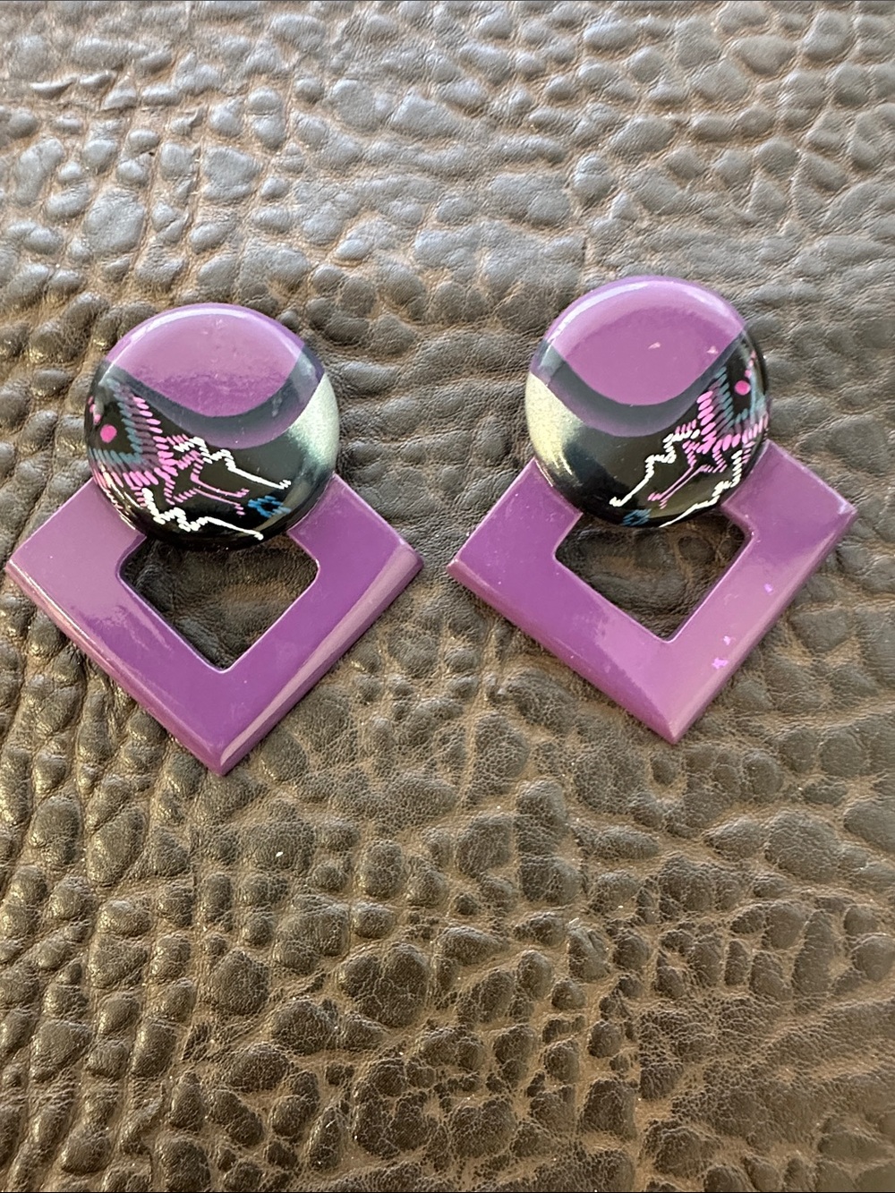 Purple Geometric Statement Earrings